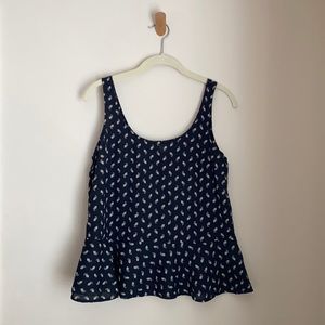 Old Navy Sleeveless Peplum Floral Top, Black & Cream, S